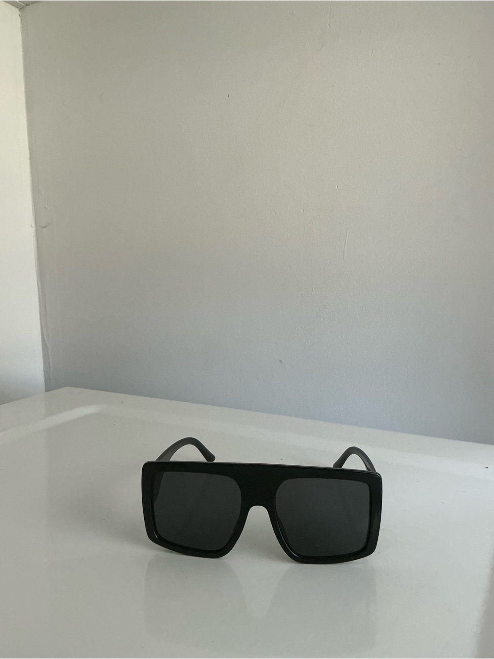 Men's Black Square Shield Sunglasses (Unisex)